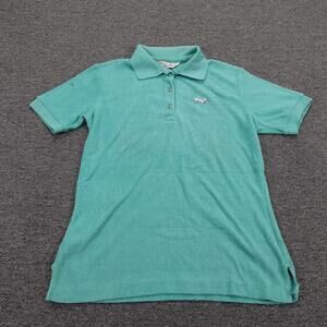 Vintage The Fox Polo Shirt Womens Medium Green Terry Cloth Embroidered Logo
